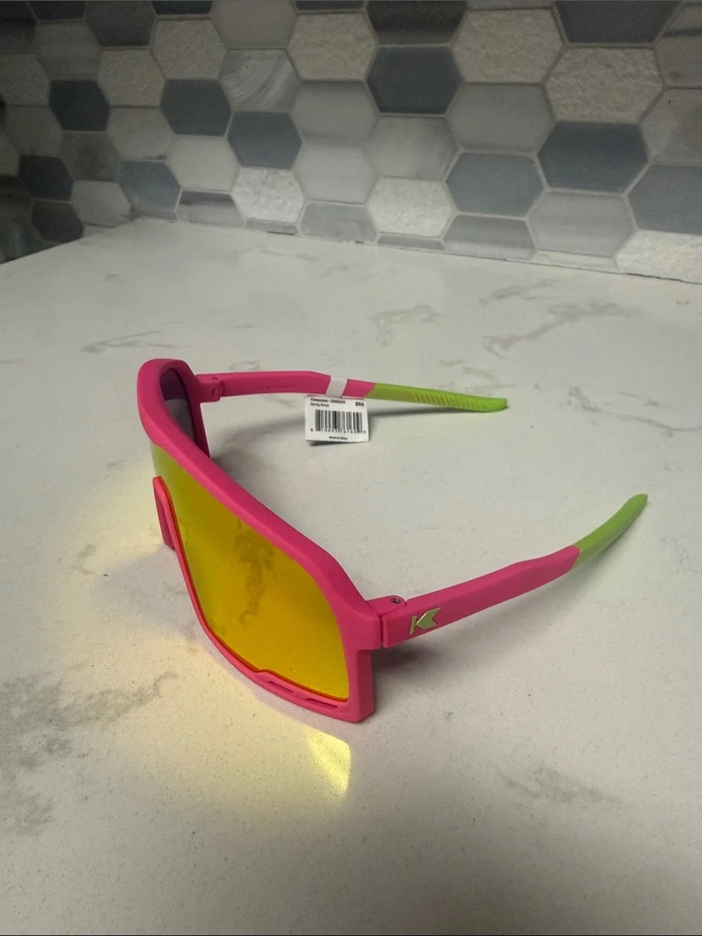 Campeones Spring Break Men’s Sunglasses - Pink Frame with Red/Orange Mirror Lens